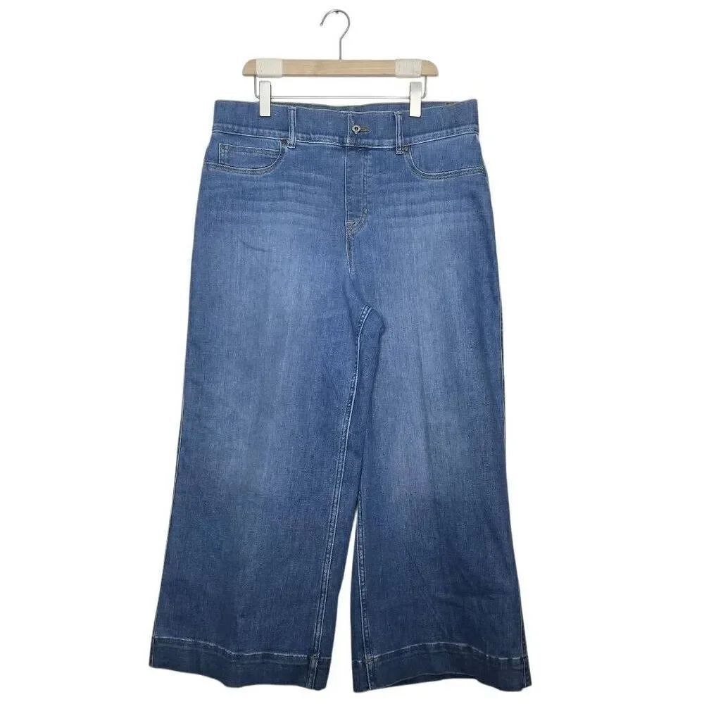 Spanx Cropped Wide Leg Jeans Size 2X Tall Pull On Stretch